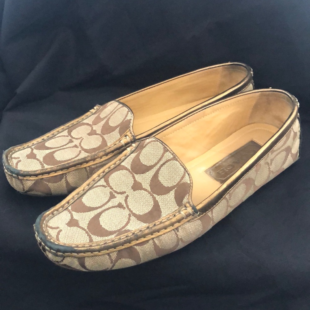 Coach brown slip on shoes